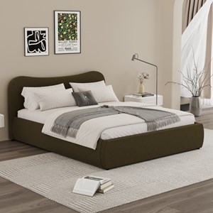 Plano lit coffre 160x200cm design arrondi velours côtelé vert