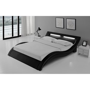 Paddington cadre de lit avec led 140 x 190 cm en pu noir