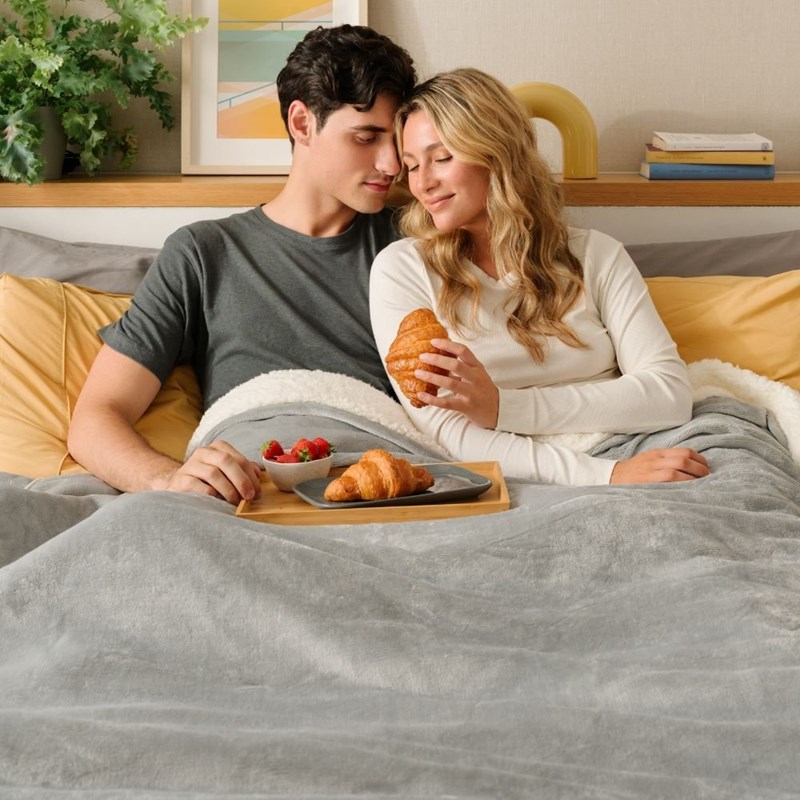 Dreamland couverture grise et sherpa en velours - pyjama days - large