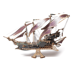 Future corsair ship - purple - maquette puzzle 3d