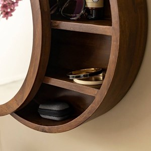 Miroir étagères manguier foncé