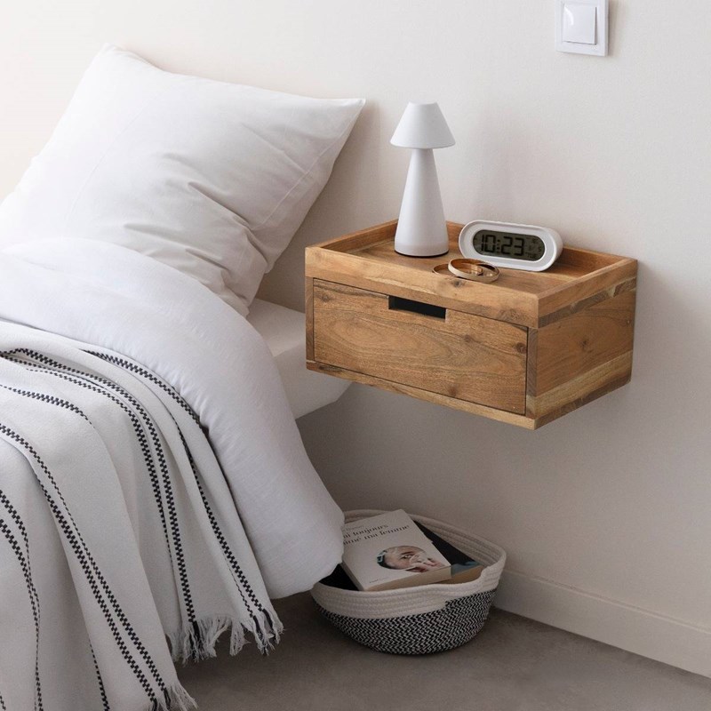 Etagère murale carrée bois acacia