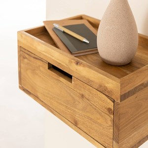 Etagère murale carrée bois acacia