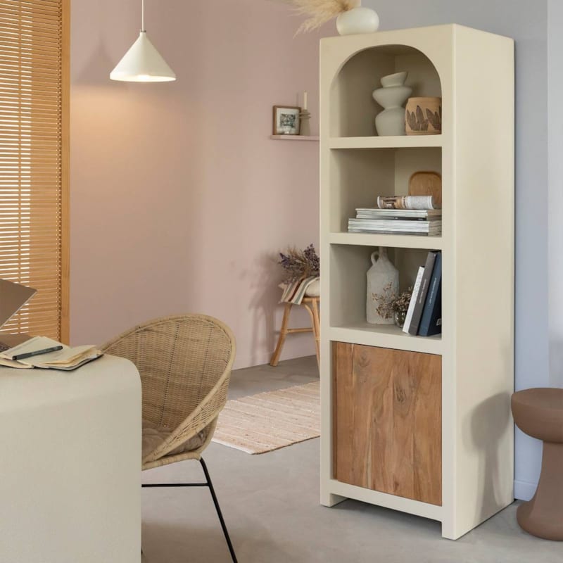 Armoire en bois effet béton et bois d'acacia dalva