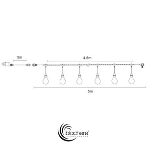 Guirlande guinguette led blanc chaud 4,5 m - ambiance chaleureuse extérieure