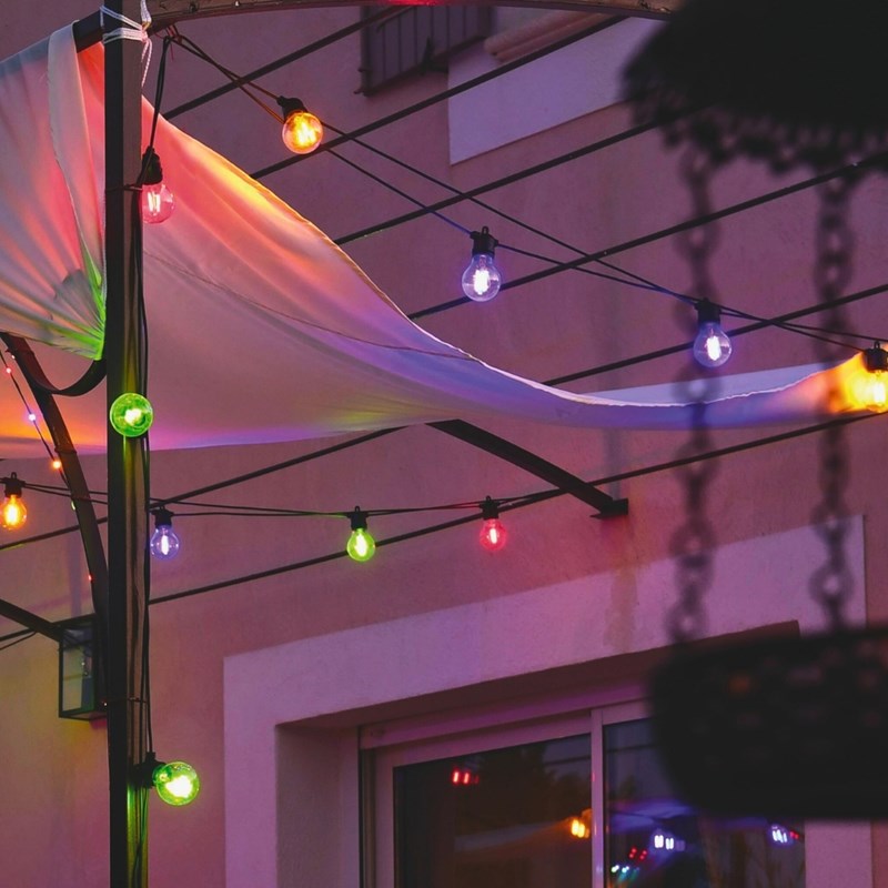 Guirlande guinguette led multicolore 7,2 m – solaire et secteur