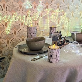 Bougie led tronc d’arbre blanc chaud – effet flamme