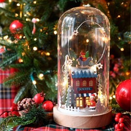 Cloche en verre led blanc chaud, 10 micro-led, déco de noël à poser