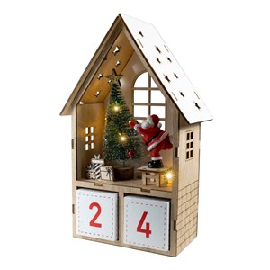Calendrier de l’avent en bois avec led blanc chaud, style artisanal