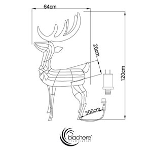 Décor renne lumineux et structure en métal