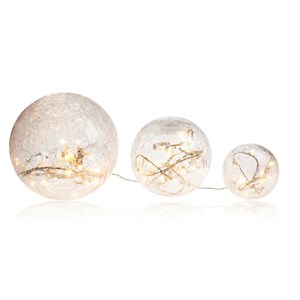 Lot de 3 boules en verre led blanc chaud, déco lumineuse à poser