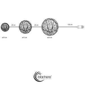 Lot de 3 boules en métal doré avec 45 micro led, déco lumineuse à poser