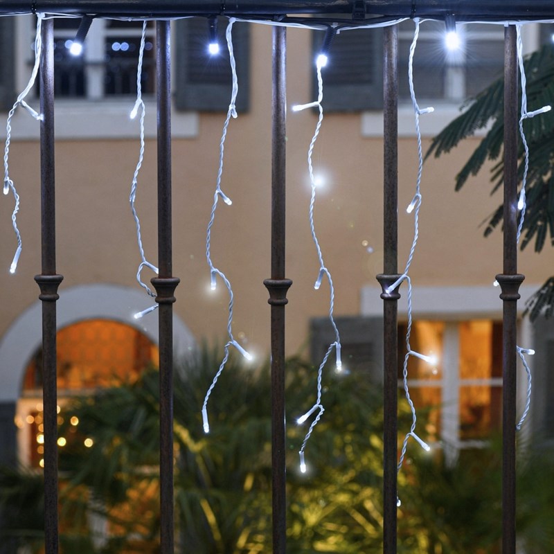 Guirlande stalactite solaire led 8m blanc pur