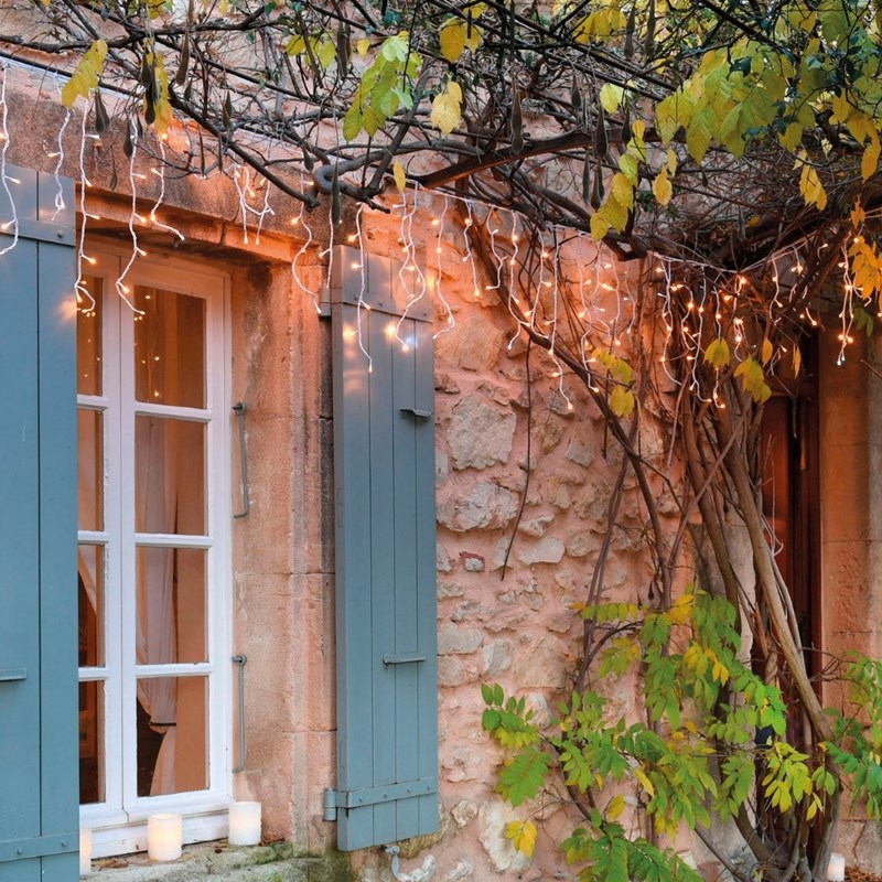 Guirlande stalactite solaire led 8m blanc chaud