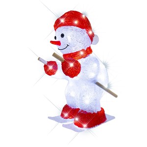 Bonhomme de neige lumineux skieur acrylique