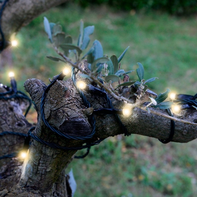 Guirlande solaire led 20m blanc chaud – éclairage extérieur - 200 led