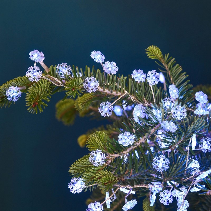 Guirlande led grappe avec flocons - blanc pur