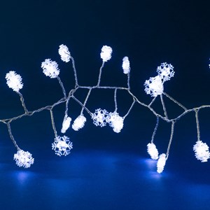 Guirlande led grappe avec flocons - blanc pur