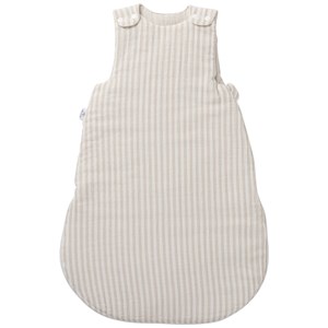 Gigoteuse ouatinée en gaze de coton beige rayé galet (0-6 mois)