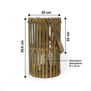 Lanterne tube en bambou rattan