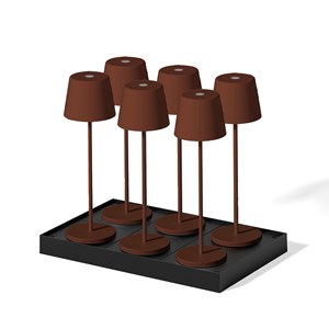 6 lampes led avec plateau de chargement marron kelly