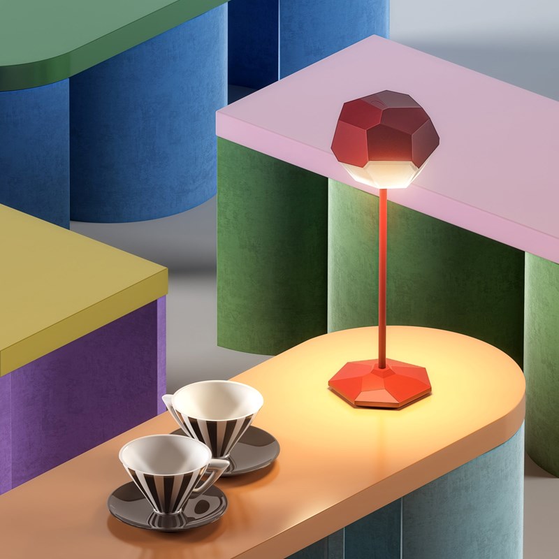 Lampe de table sans fil rouge stone