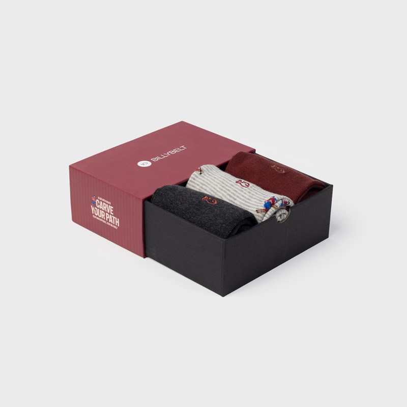 Coffret 3 chaussettes homme rouge