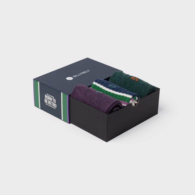 Coffret 3 chaussettes homme bleu et vert