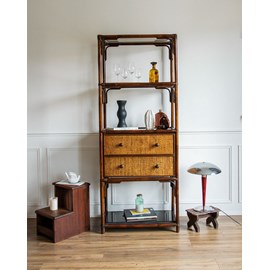 Étagère en rotin et verre n°159