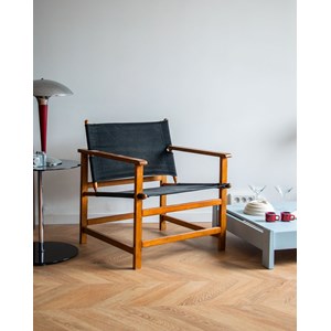 Fauteuil en tissu et bois n°517