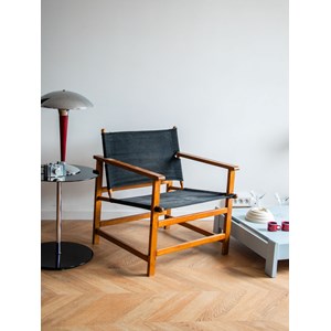 Fauteuil en tissu et bois n°517