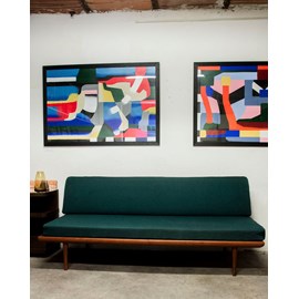 Banquette éméraude en teck n°47