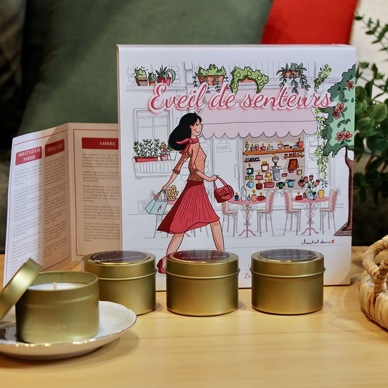 Coffret 4 bougies 400ml eveil de senteurs