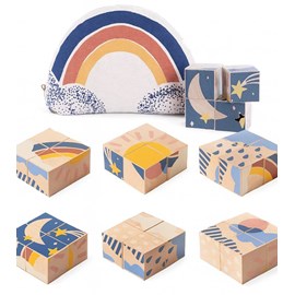 Nobodinoz cubes en bois  puzzle 4 cubes