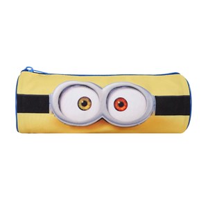 Bagtrotter - les minions - trousse scolaire ronde - jaune - 1 compartiment