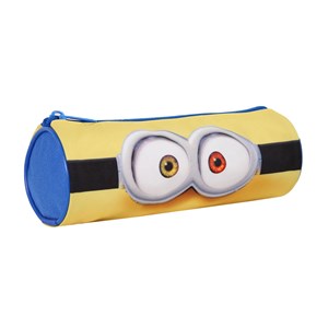 Bagtrotter - les minions - trousse scolaire ronde - jaune - 1 compartiment