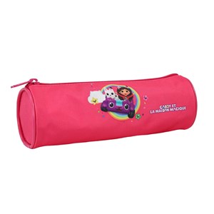 Bagtrotter - gabby et la maison magique -trousse scolaire ronde - rose - fille