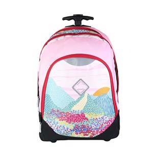 Bodypack sac à dos à roulettes 2 compartiments paysage fleuri rose