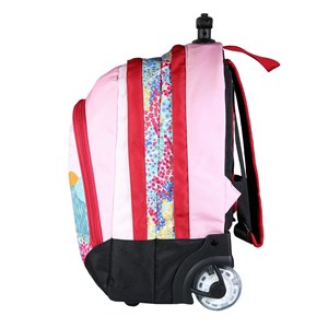 Bodypack sac à dos à roulettes 2 compartiments paysage fleuri rose