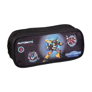 Trousse scolaire 2 compartiments transformers noir