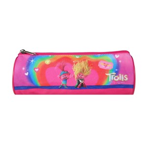 Trousse scolaire ronde les trolls rose