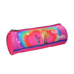 Trousse scolaire ronde les trolls rose