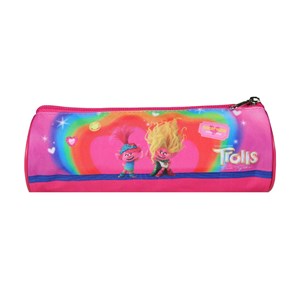 Trousse scolaire ronde les trolls rose