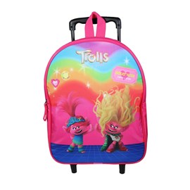 Sac à dos à roulettes 32 cm maternelle les trolls rose