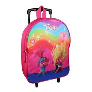 Sac à dos à roulettes 32 cm maternelle les trolls rose