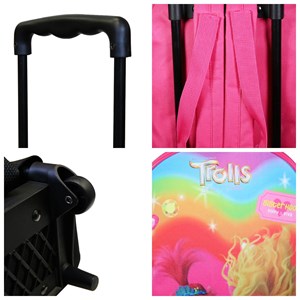 Sac à dos à roulettes 32 cm maternelle les trolls rose