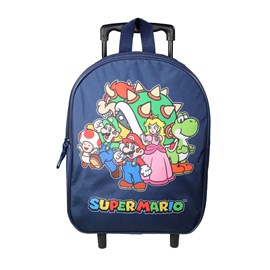 Sac à dos à roulettes 32 cm maternelle super mario bleu