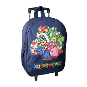 Sac à dos à roulettes 32 cm maternelle super mario bleu