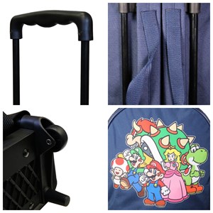 Sac à dos à roulettes 32 cm maternelle super mario bleu