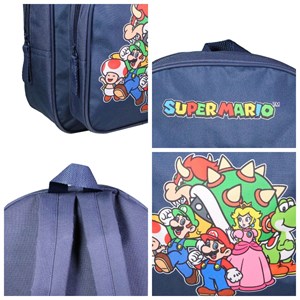 Sac à dos 31 cm avec poche maternelle  super mario bleu